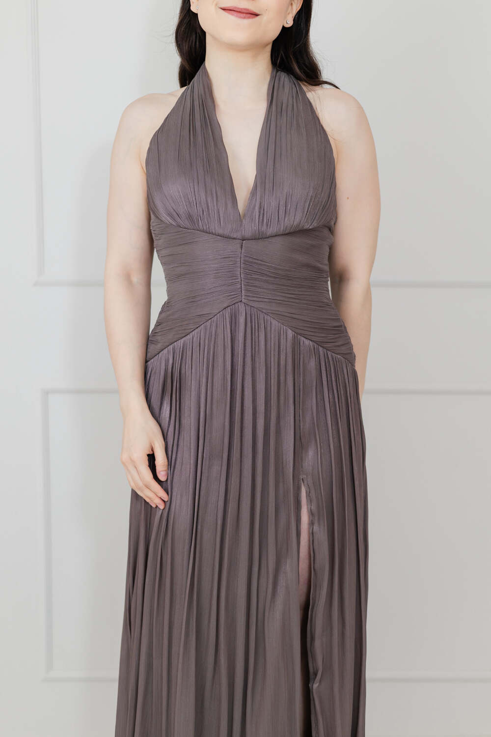 Vestido Halter Gasa Brillosa