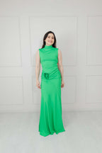 Vestido Verde Limón Cuello Alto