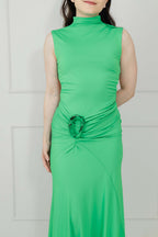 Vestido Verde Limón Cuello Alto