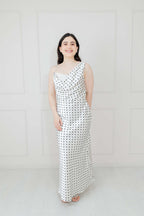 Vestido Blanco Polka Dots Satín