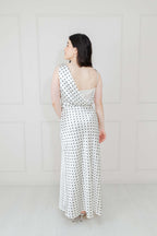 Vestido Blanco Polka Dots Satín