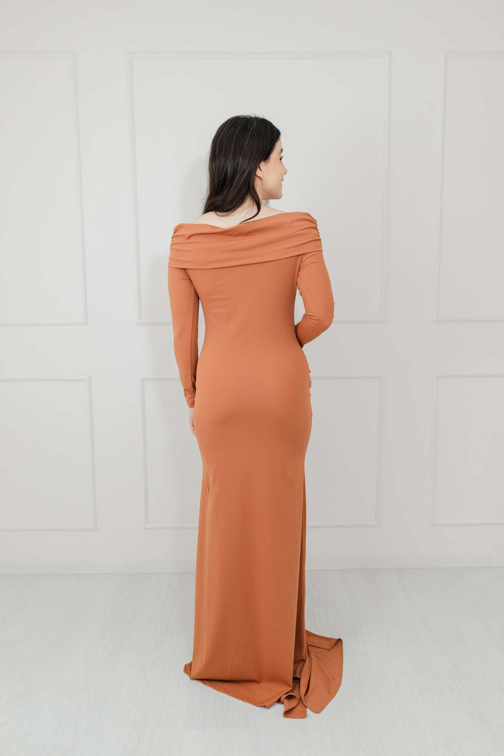 Vestido Naranja Stretch Manga Larga