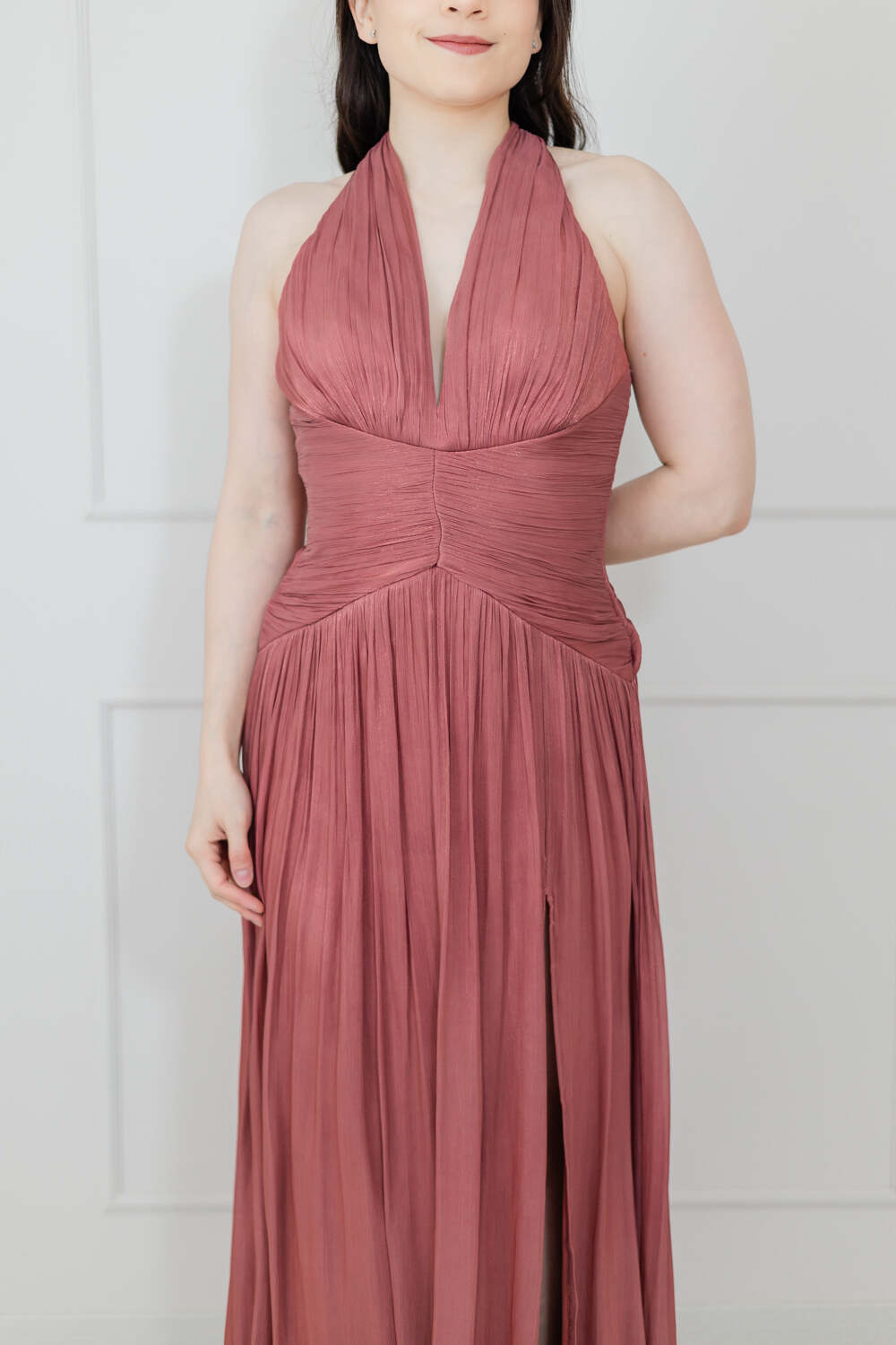 Vestido Halter Gasa Brillosa