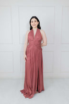 Vestido Halter Gasa Brillosa