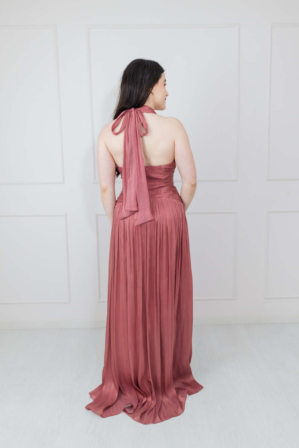 Vestido Halter Gasa Brillosa