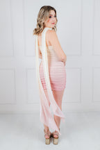 Vestido Melon Rosa Degradado Corto Mesh