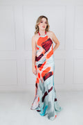 Vestido Rojo Aqua Halter Satin
