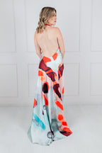 Vestido Rojo Aqua Halter Satin