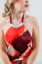 Vestido Rojo Aqua Halter Satin