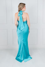 Vestido Turquesa Satin Halter