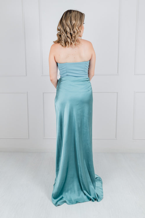 Verde Menta Falda Satin Strapless