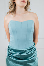 Verde Menta Falda Satin Strapless
