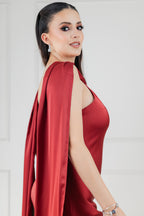 Vestido Rojo Satin Halter Estolas