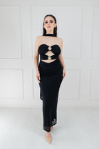 Vestido Negro Cut Out Estola