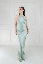 Vestido Satin Moño Espalda