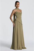 VESTIDO VERDE OLIVO CORSET ESTOLA