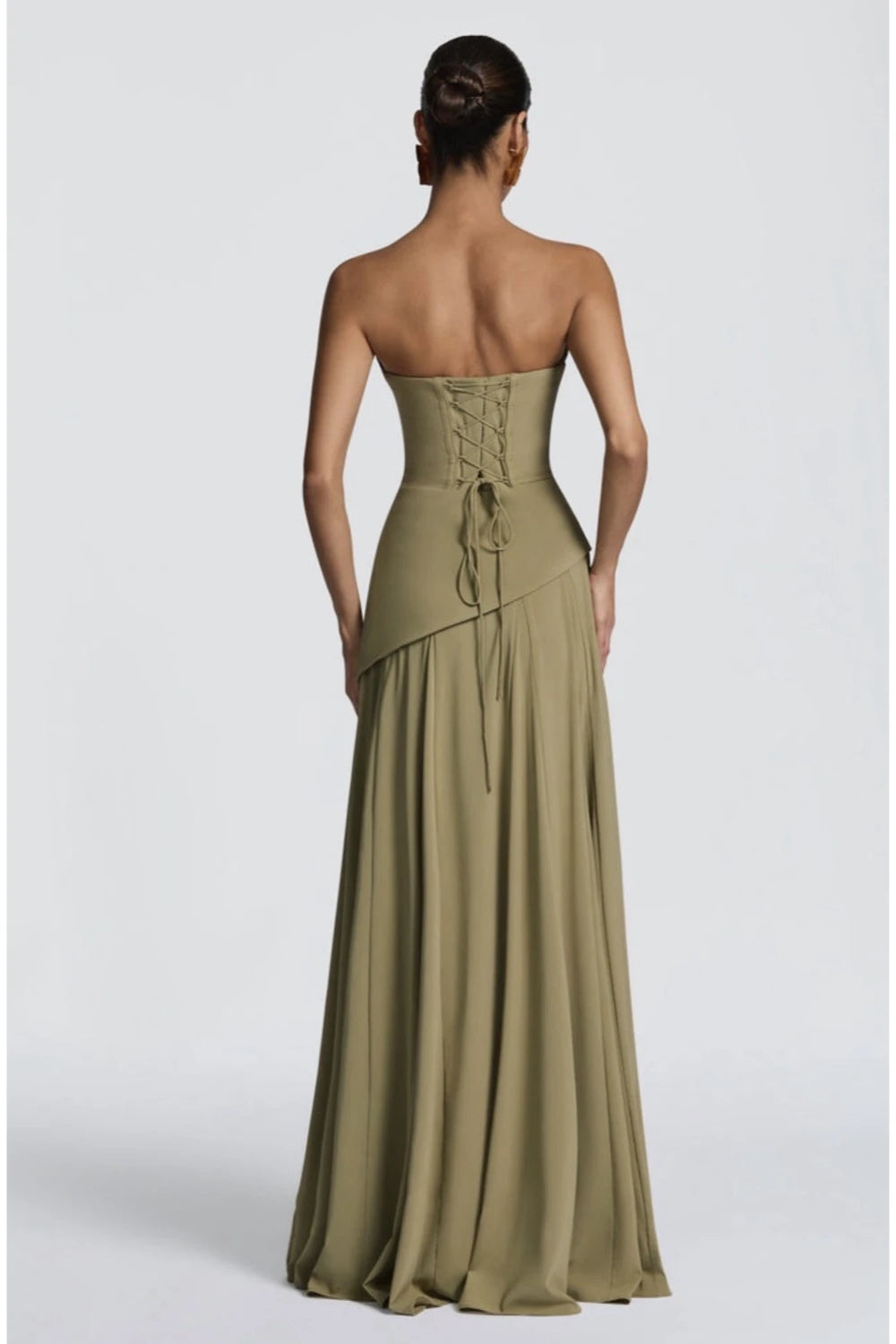 VESTIDO VERDE OLIVO CORSET ESTOLA