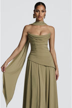 VESTIDO VERDE OLIVO CORSET ESTOLA