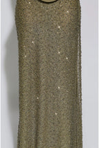 VESTIDO VERDE OLIVO LENTEJUELA ESTOLA