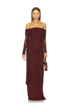VESTIDO VINO MANGA LARGA MESH
