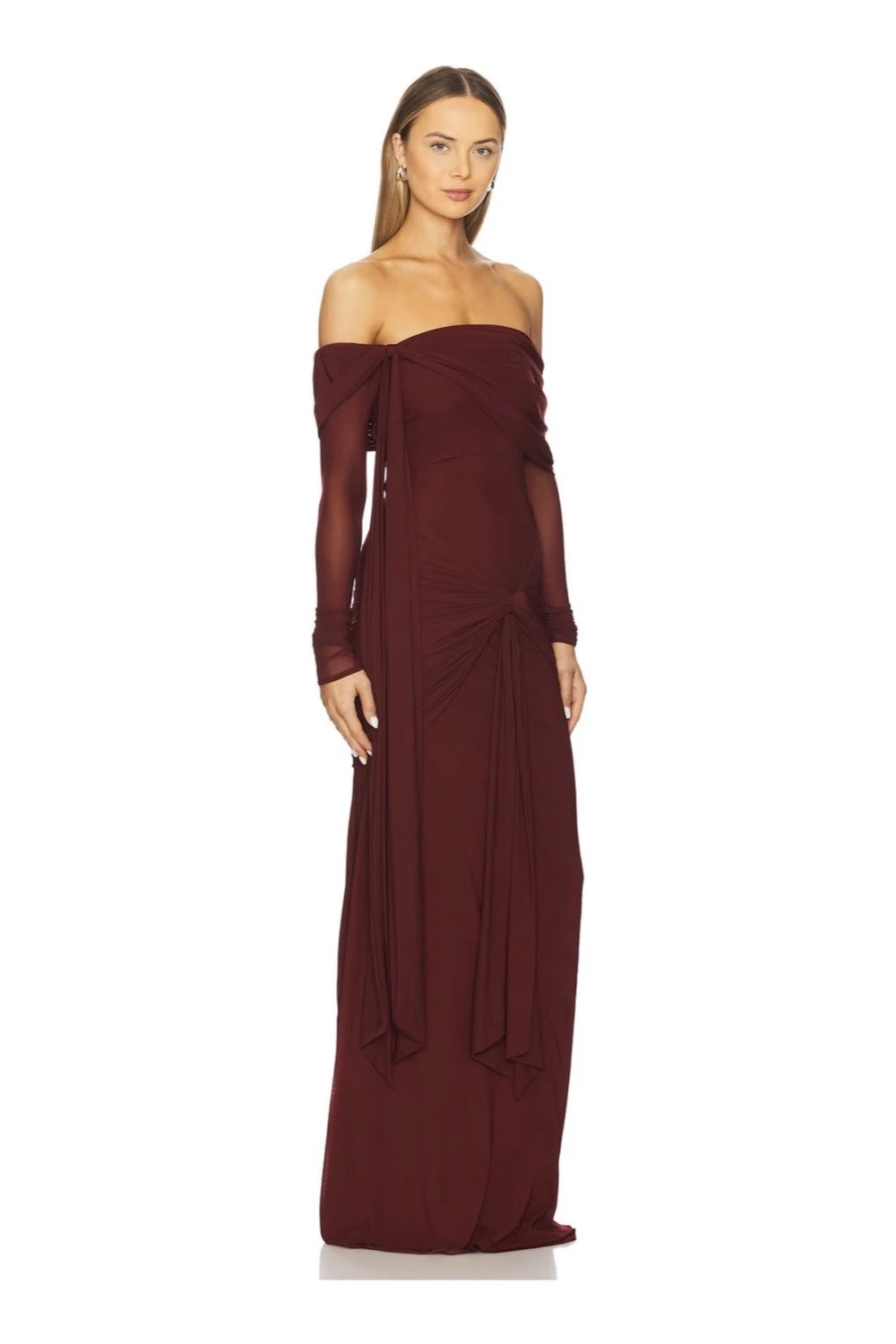 VESTIDO VINO MANGA LARGA MESH