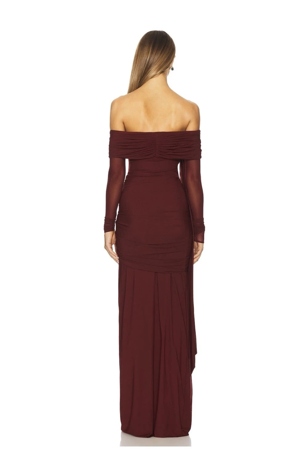 VESTIDO VINO MANGA LARGA MESH