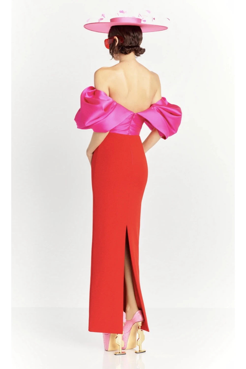 VESTIDO ROJO ROSA MANGA GLOBO