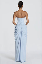 VESTIDO AZUL CIELO STRAPLESS CORSET