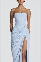 VESTIDO AZUL CIELO STRAPLESS CORSET