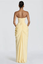 VESTIDO AMARILLO STRAPLESS CORSET