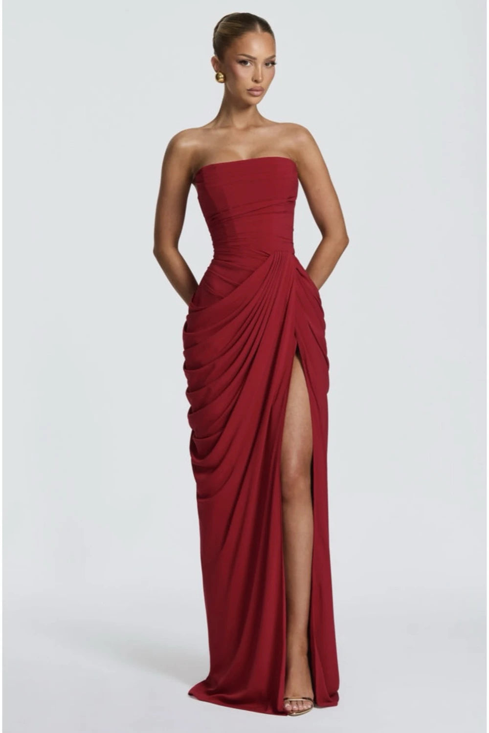 VESTIDO ROJO STRAPLESS CORSET
