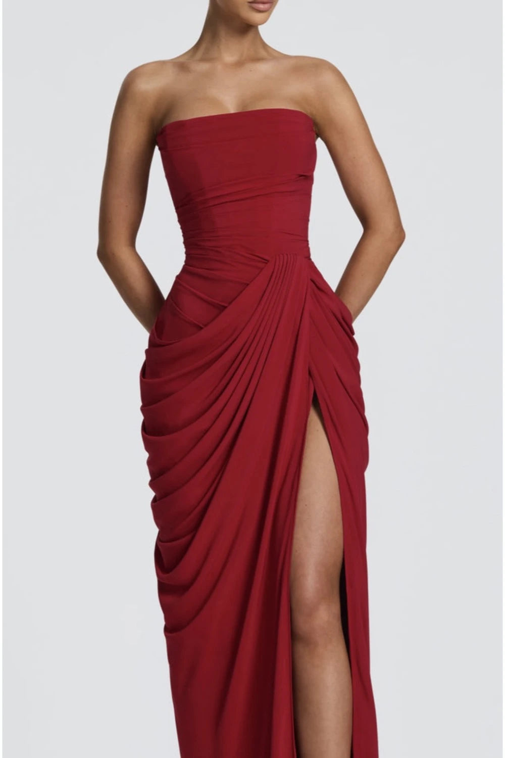VESTIDO ROJO STRAPLESS CORSET