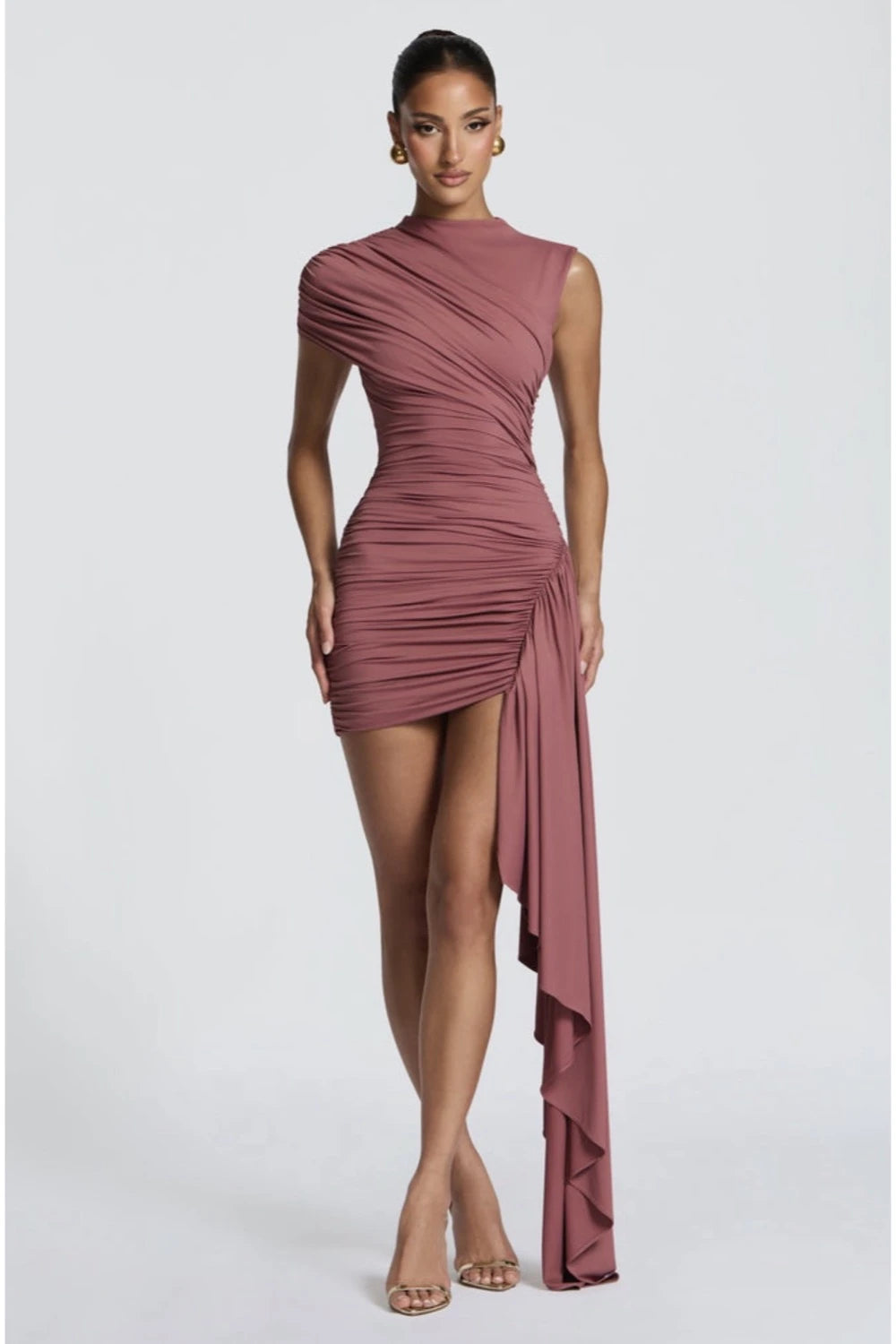 VESTIDO MALVA CORTO ESTOLA