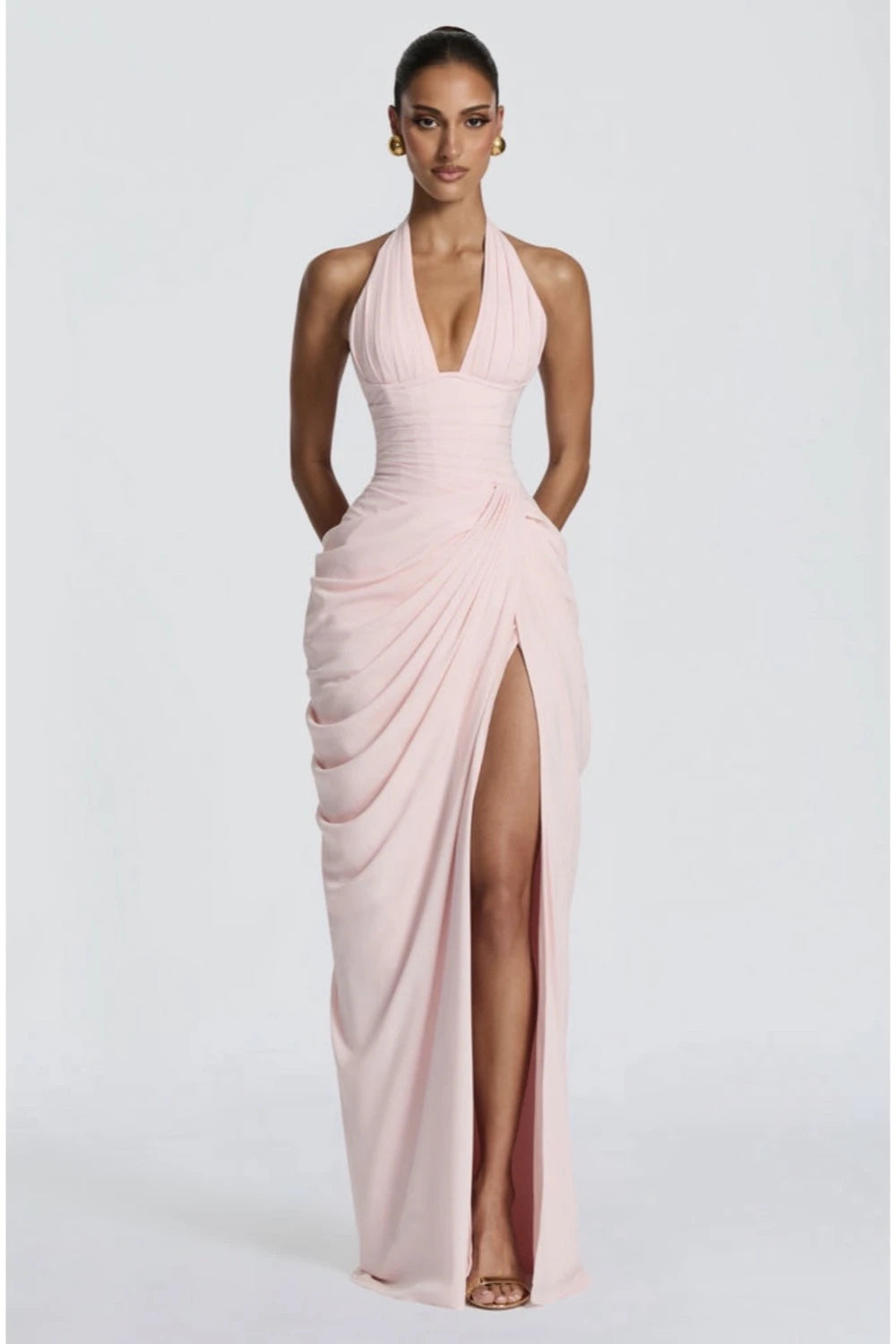VESTIDO ROSA HALTER CORSET