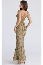 VESTIDO VERDE OLIVO LENTEJUELA CORSET