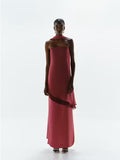 VESTIDO ROJO ASIMETRICO STRAPLESS ESTOLA